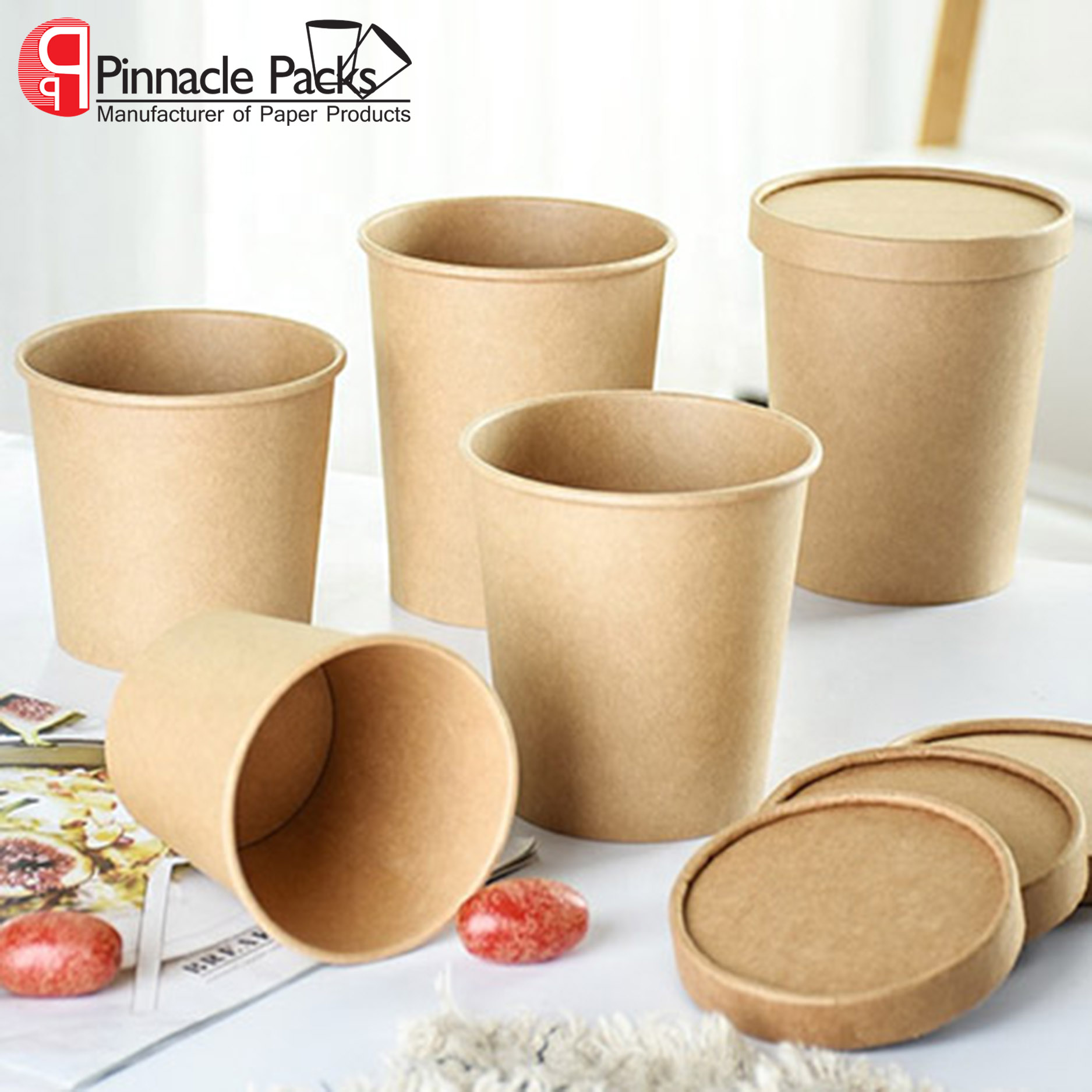 Kraft Paper Bowl With Paper Lid
