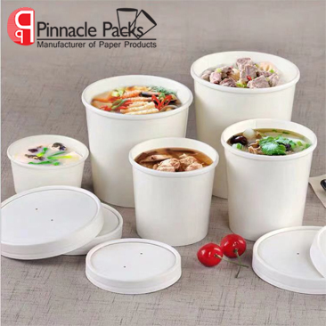 Biodegradable Pla Lined Disposable Paper Soup Cup With Pla Lid