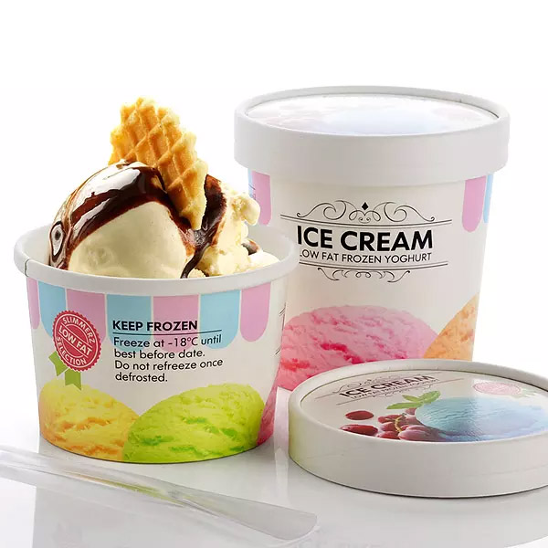 Logo Printed Paper Ice Cream Cup With Paper Lid