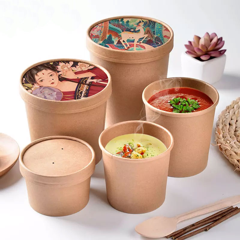 Custom Printed Disposable Hot Soup Bowls, Paper Soup Cup