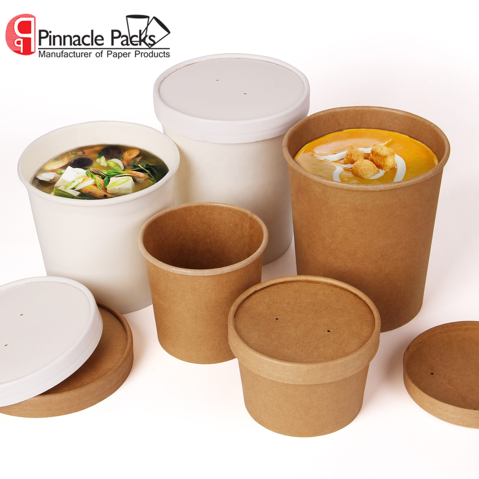 Hot Kraft Paper Bowl With Paper LidÂ