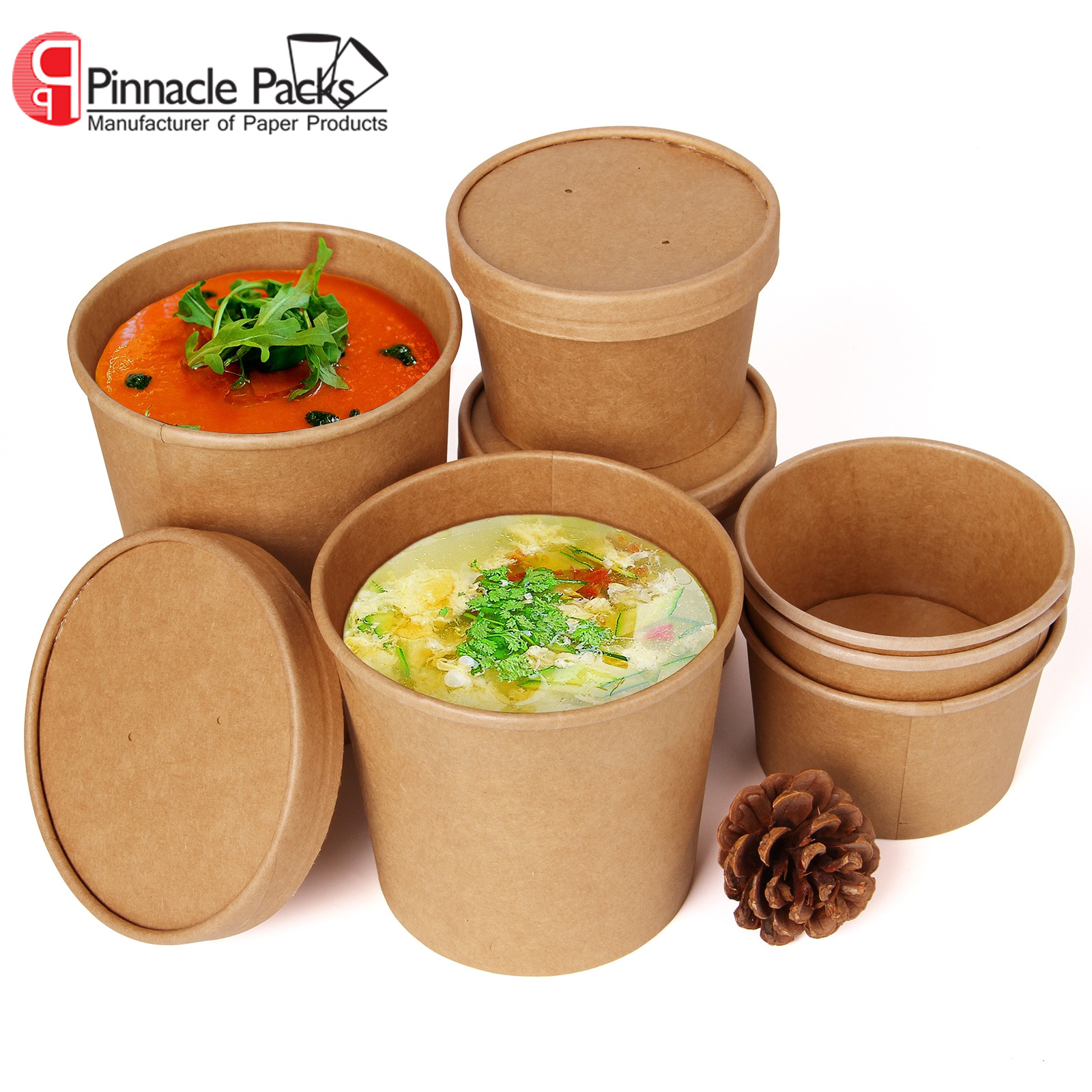 Hot Kraft Paper Bowl With Paper LidÂ