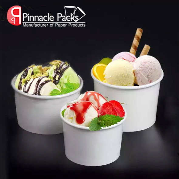 White Paper Ice Cream Cup/bowl With Paper Lid