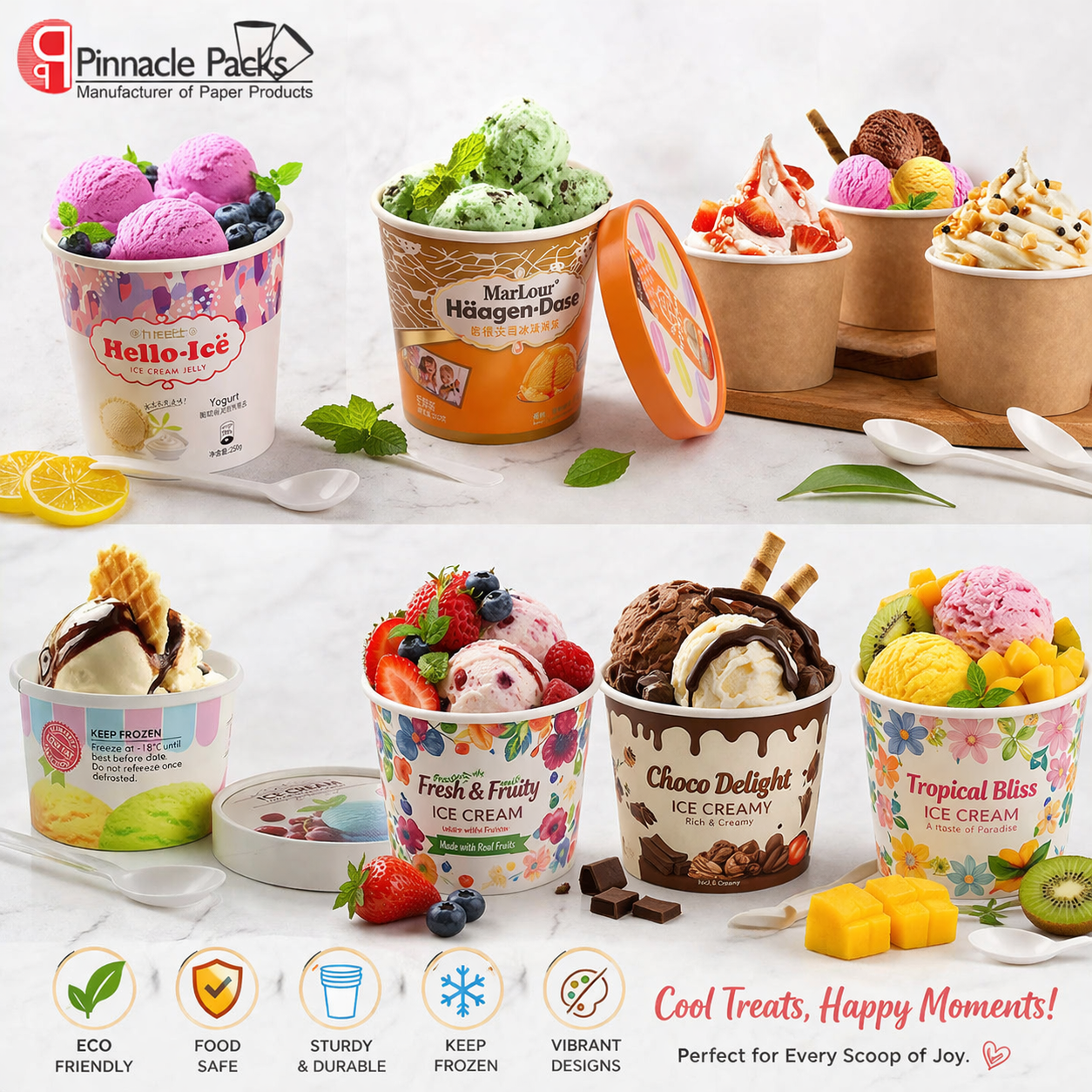 Custom Printed Paper Ice Cream Cups